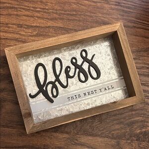 Wooden Framed 'Bless This Nest Y'all' Sign